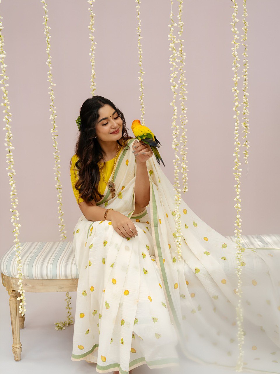 Beautiful Ultra HD Ink high quality Digital printing with wax finishing in saree