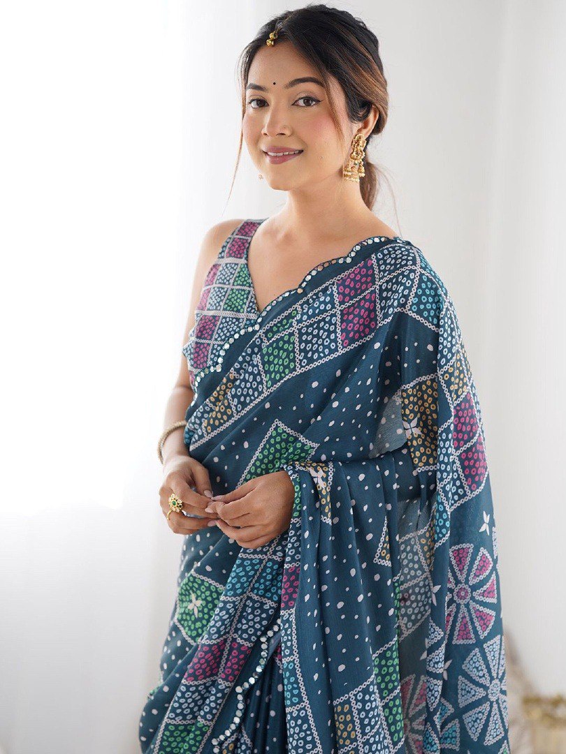 Beautiful Banzaran Digital printing with wax finishing in saree