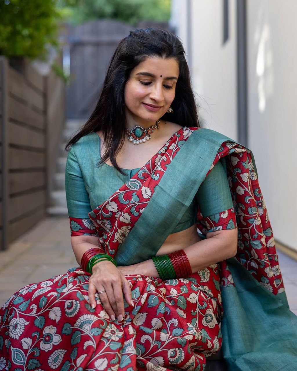 Beautiful Kalamkari Ultra HD Ink high quality Digital printing with wax finishing in saree