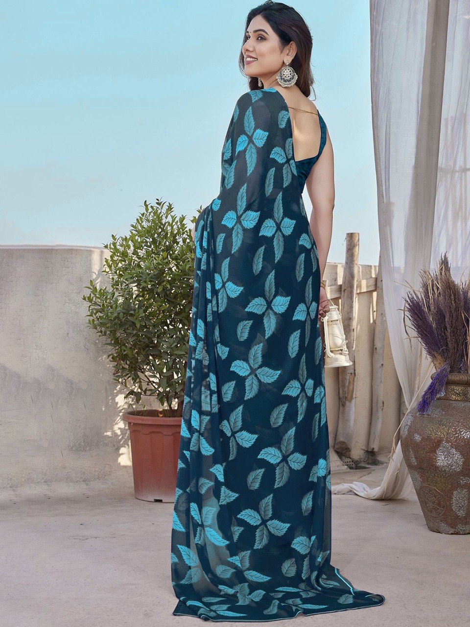 Floral Printed High Quality Mill Printing with wax finishing in saree