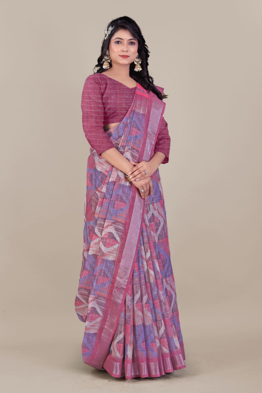 Ultra HD Ink high quality Digital printing with hand made Jalar on Pallu wax finishing in saree