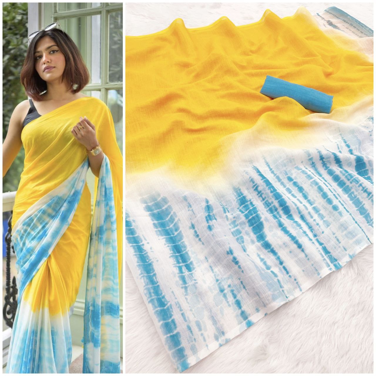 BANZARAN – Pure Linen Cotton Digital Print Saree
