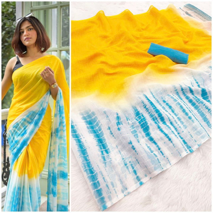 BANZARAN – Pure Linen Cotton Digital Print Saree