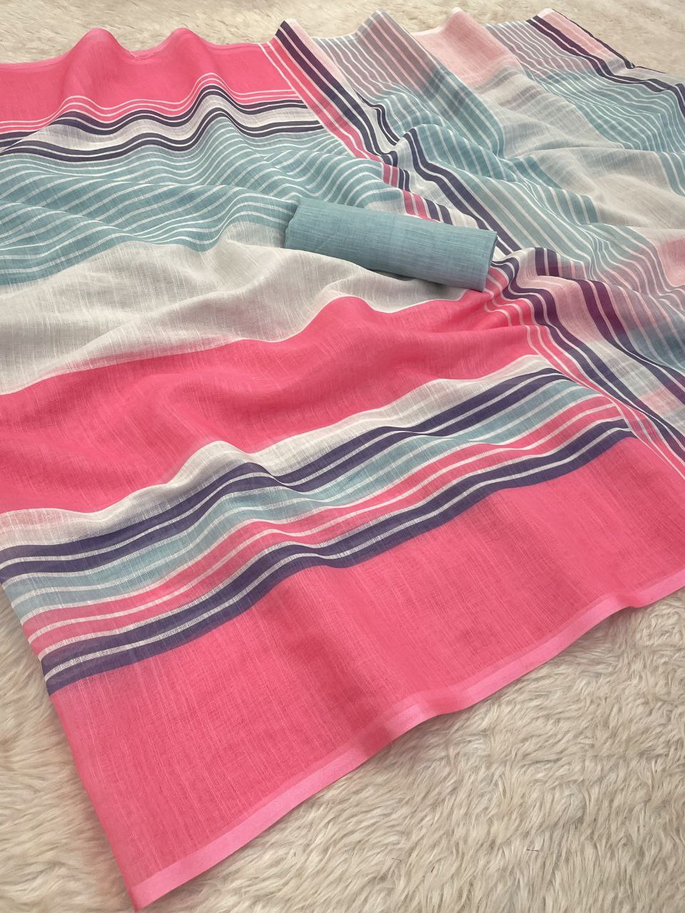 Banzaran New Design effortless elegance with the PHPL 245 Linen Cotton Saree