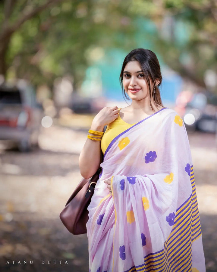 Banzaran Premium Linen Cotton Saree – Daily Wear Digital Print Saree for Women