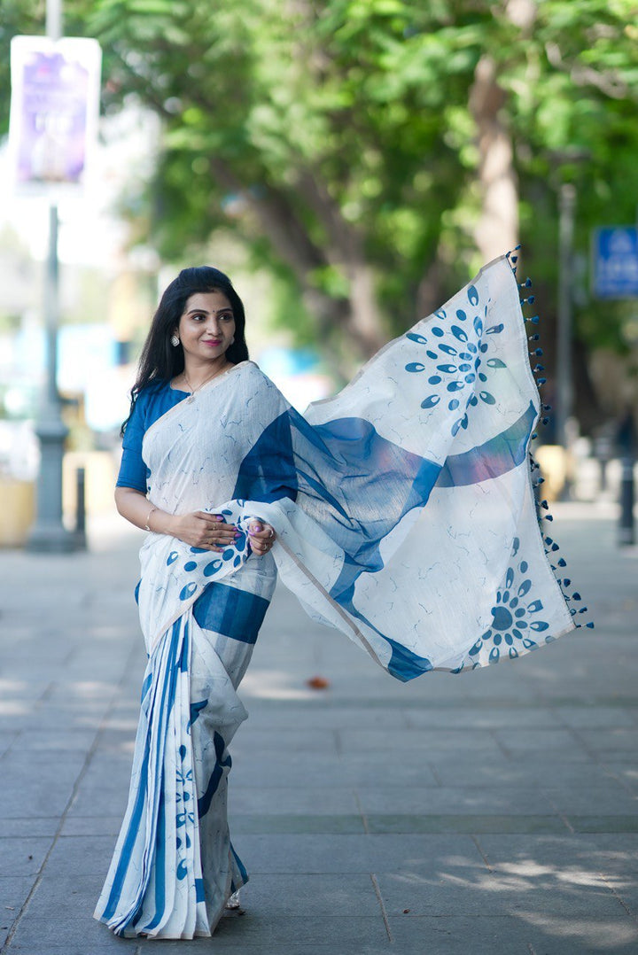 Elegant Banzaran Linen Cotton Saree with Ultra HD Print & Zalar | Banzaran New Collection