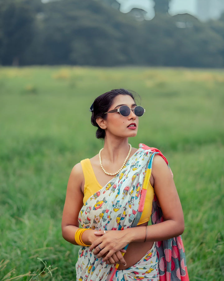 Banzaran Linen Cotton Saree for Women – Soft Fabric, HD Print