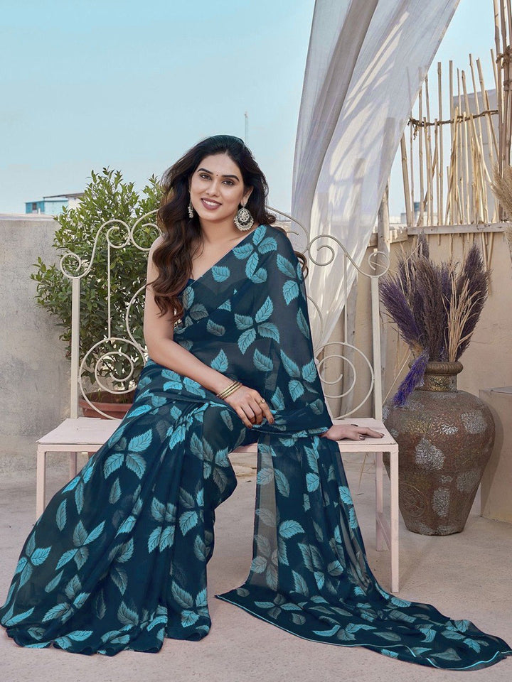 Floral Printed High Quality Mill Printing with wax finishing in saree