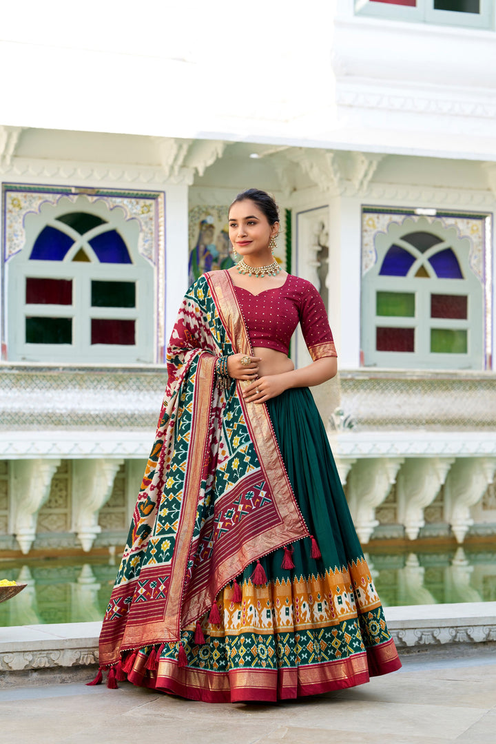Elegant Floral Printed Tussar Silk Lehenga Choli for Celebrations