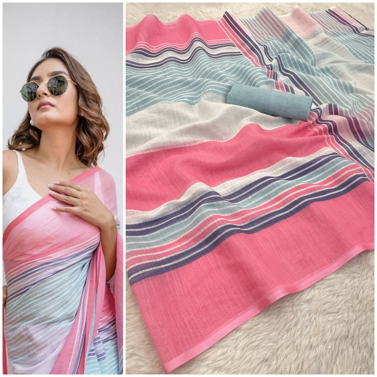 Banzaran New Design effortless elegance with the PHPL 245 Linen Cotton Saree