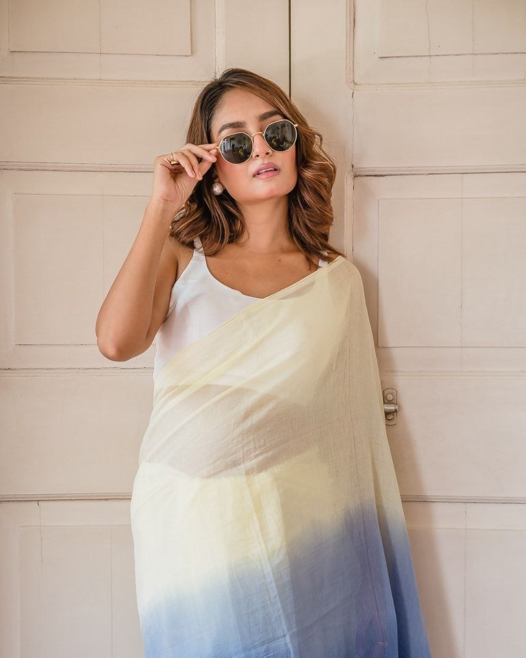 Banzaran Pure Linen Cotton Saree with Ultra HD Digital Print & Handmade Zalar