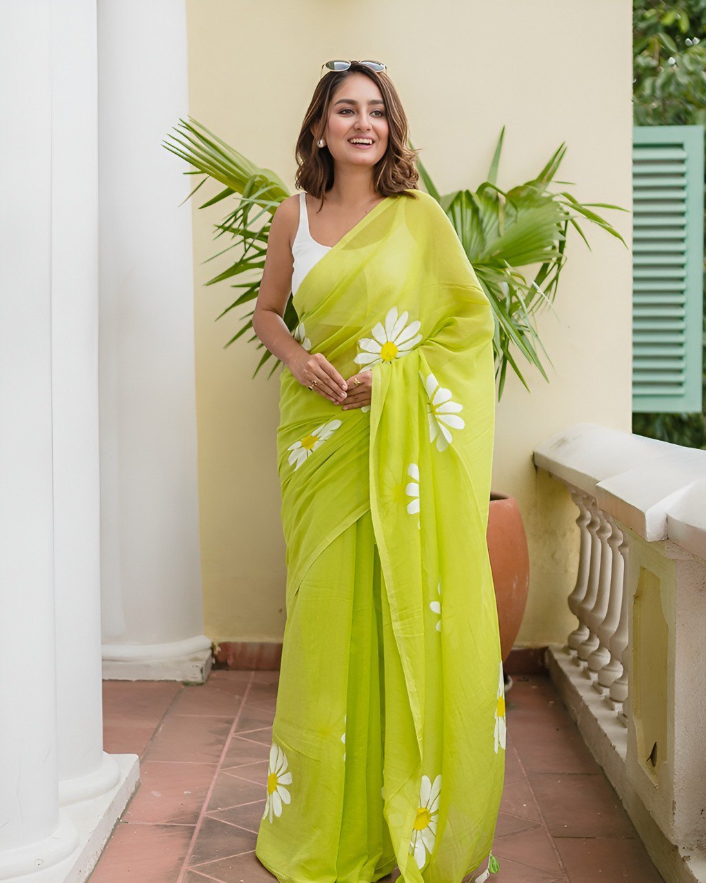 Soft Linen Cotton Saree with Premium Wax-Finish Digital Print & Zalar Edging