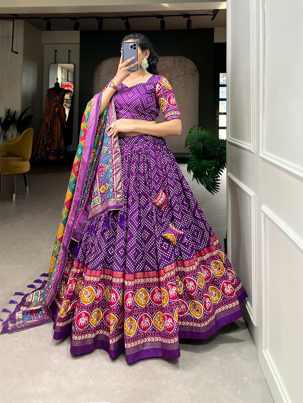 Elegant Floral Fantasy Tussar Silk Lehenga Choli for Festive Wear