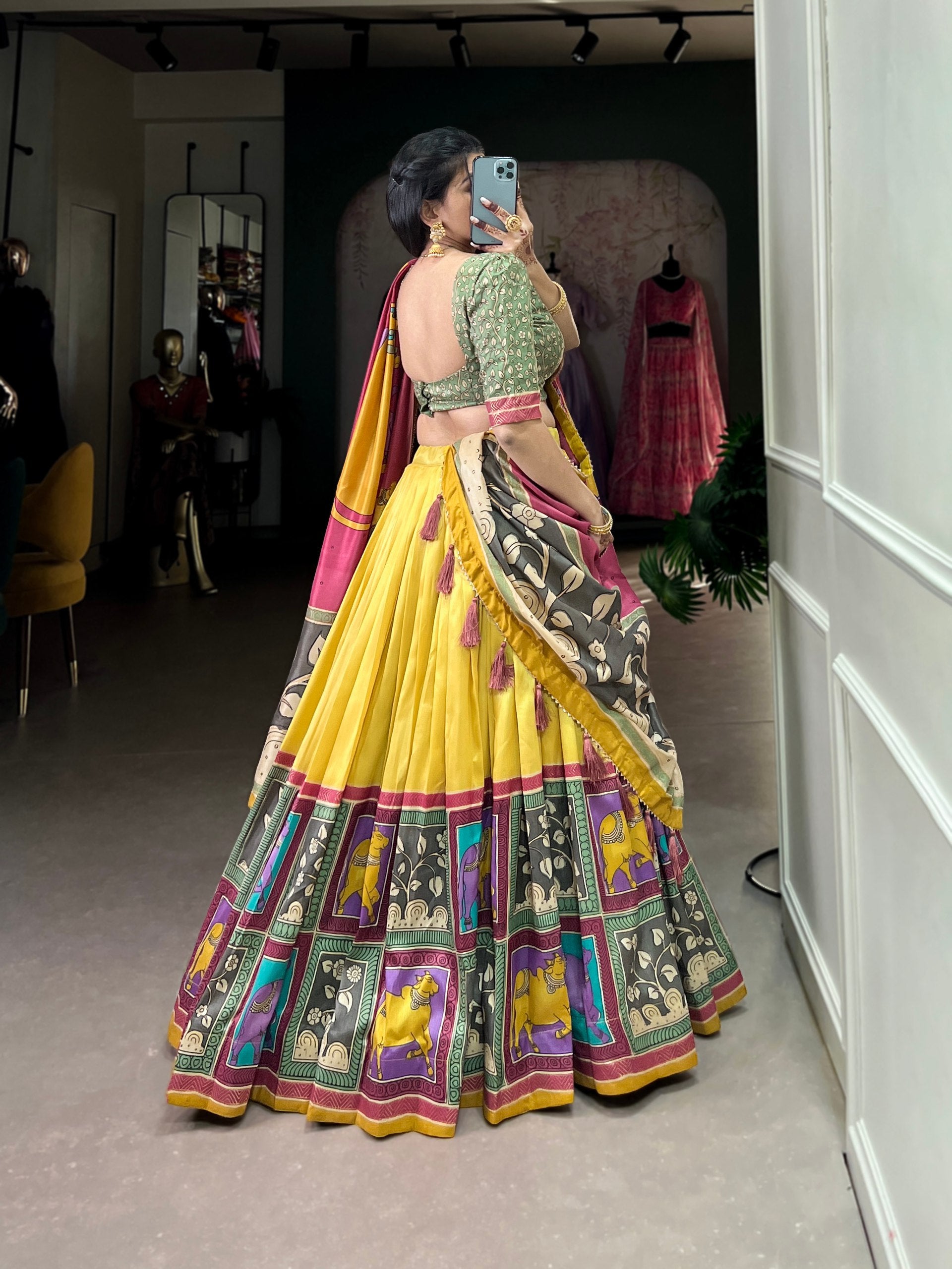 Banzaran Tussar Silk Floral Foil Print Lehenga Choli with Gotta Patti Dupatta