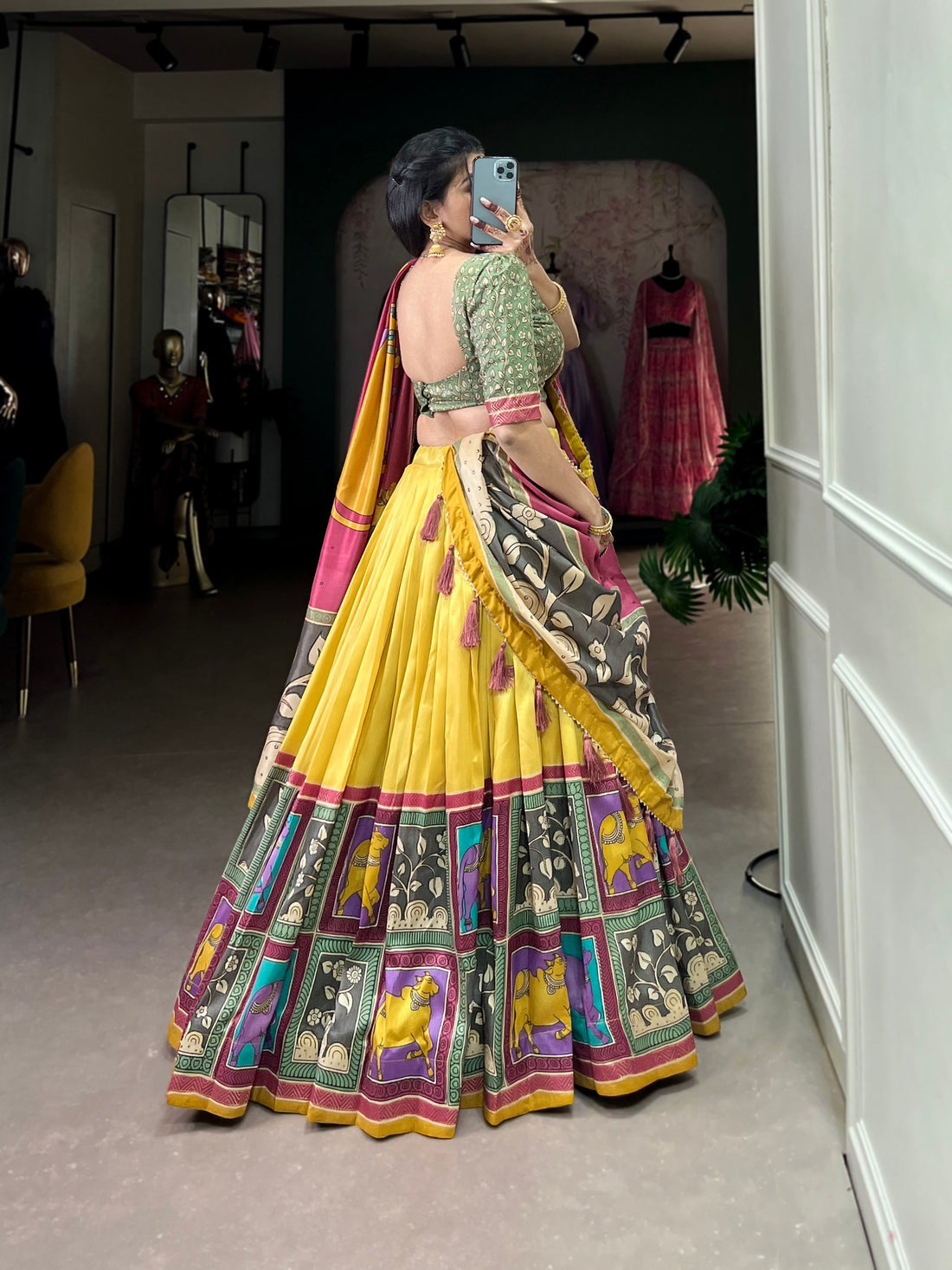 Banzaran Tussar Silk Floral Foil Print Lehenga Choli with Gotta Patti Dupatta