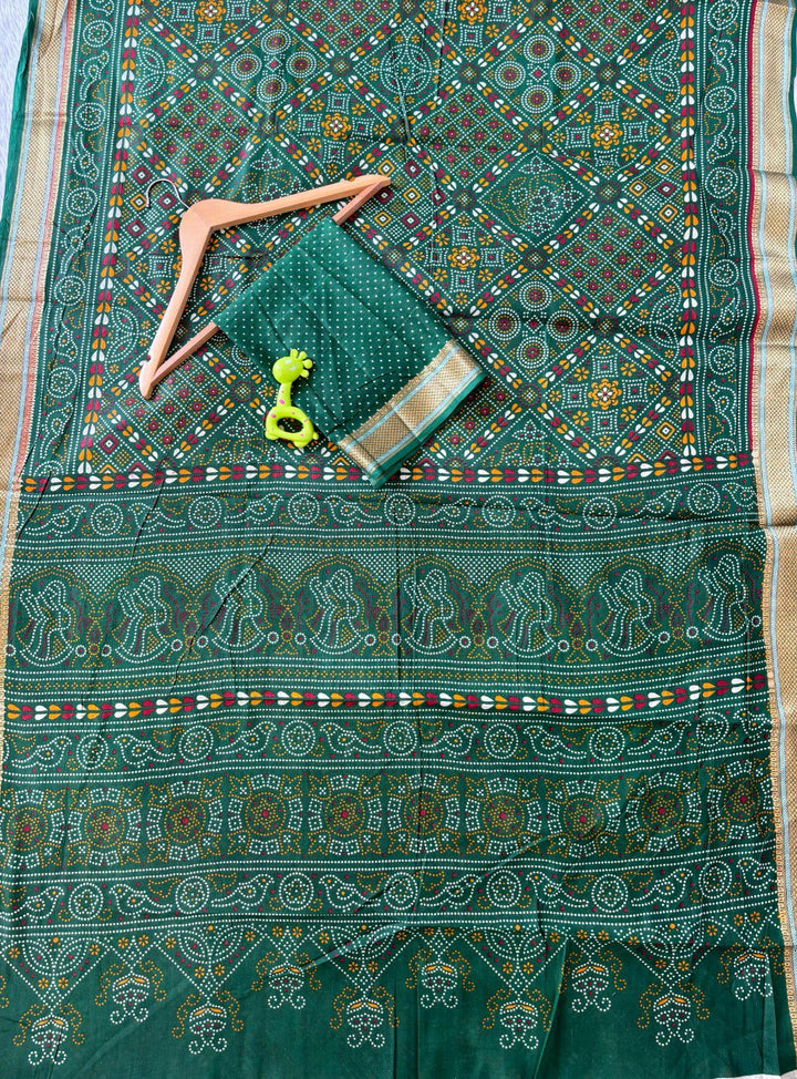 Premium Banzaran Bandhani Printed Cotton Saree with Chatai Border