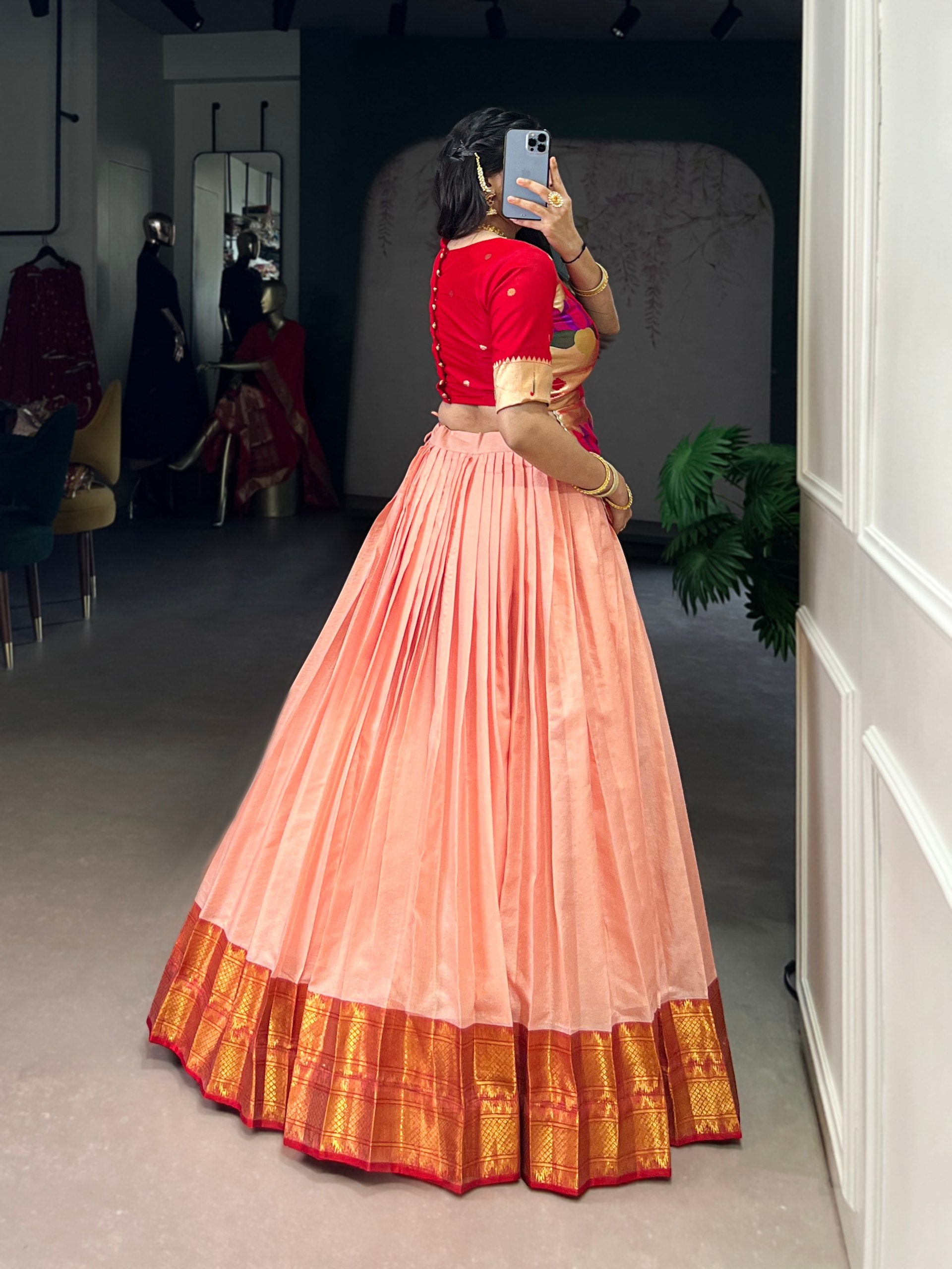 Cotton Silk Zari Weaving Lehenga with Jacquard Silk Blouse – Fully Stitched & Ready to Wear