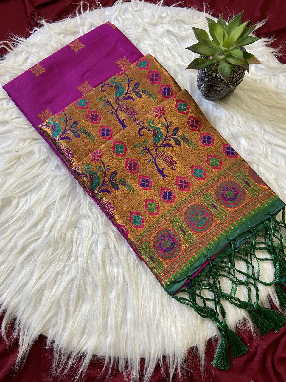 Premium Soft Banzaran Paithani Silk Saree with Beautiful Zari Weaving