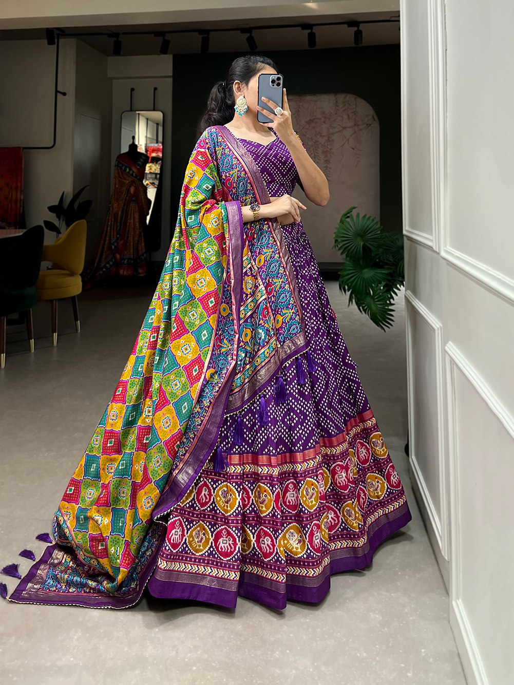 Elegant Floral Fantasy Tussar Silk Lehenga Choli for Festive Wear