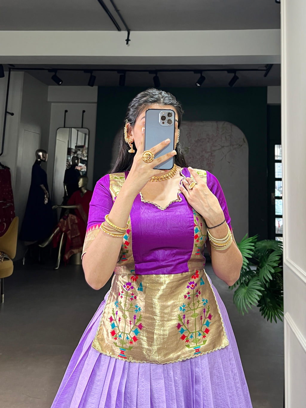 Cotton Silk Zari Weaving Lehenga with Jacquard Silk Blouse – Fully Stitched & Ready to Wear