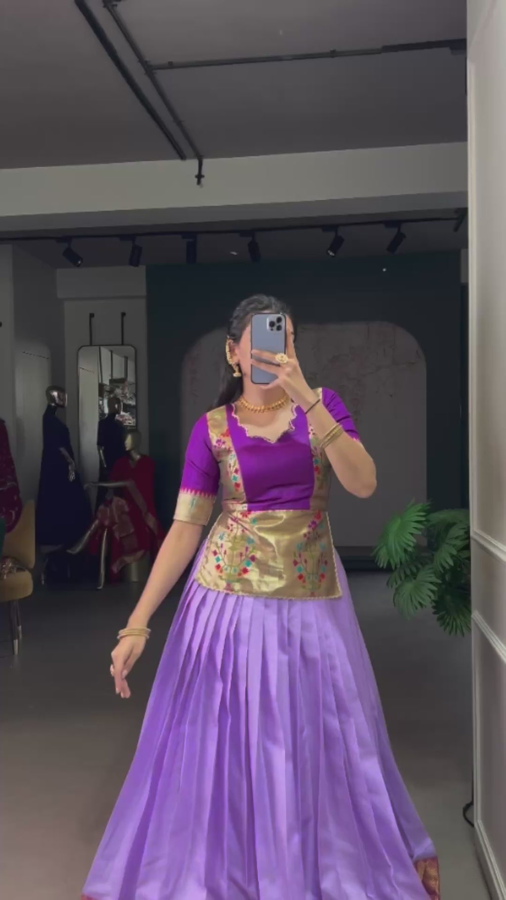 Cotton Silk Zari Weaving Lehenga with Jacquard Silk Blouse – Fully Stitched & Ready to Wear