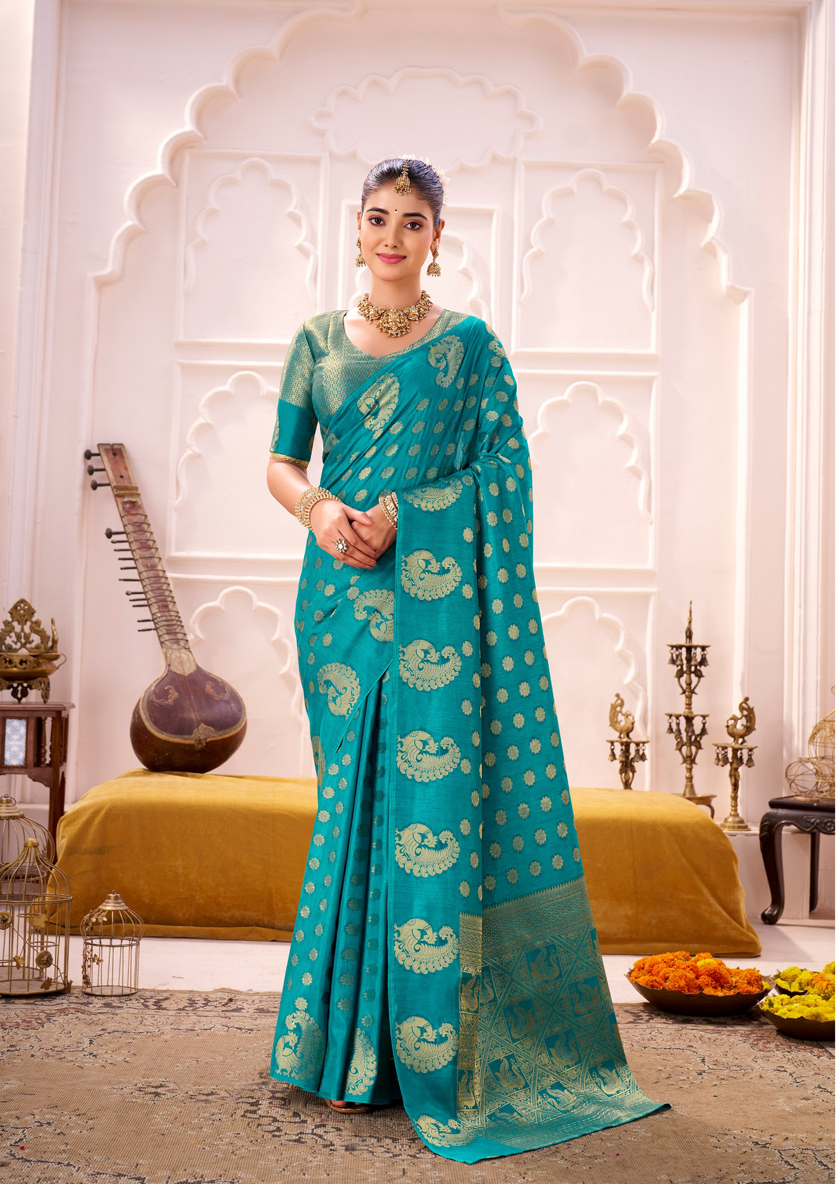 🌟Banzaran Special Saraswati Roop Silk Saree – Exquisite Zari Weaving Elegance