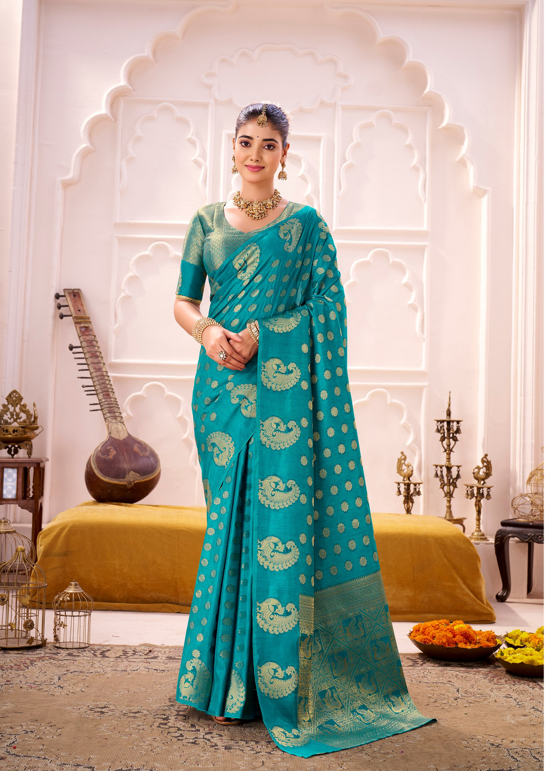 🌟Banzaran Special Saraswati Roop Silk Saree – Exquisite Zari Weaving Elegance