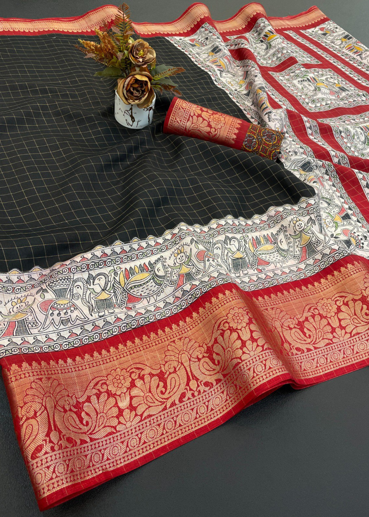 Designer Freehand Dola Silk Saree