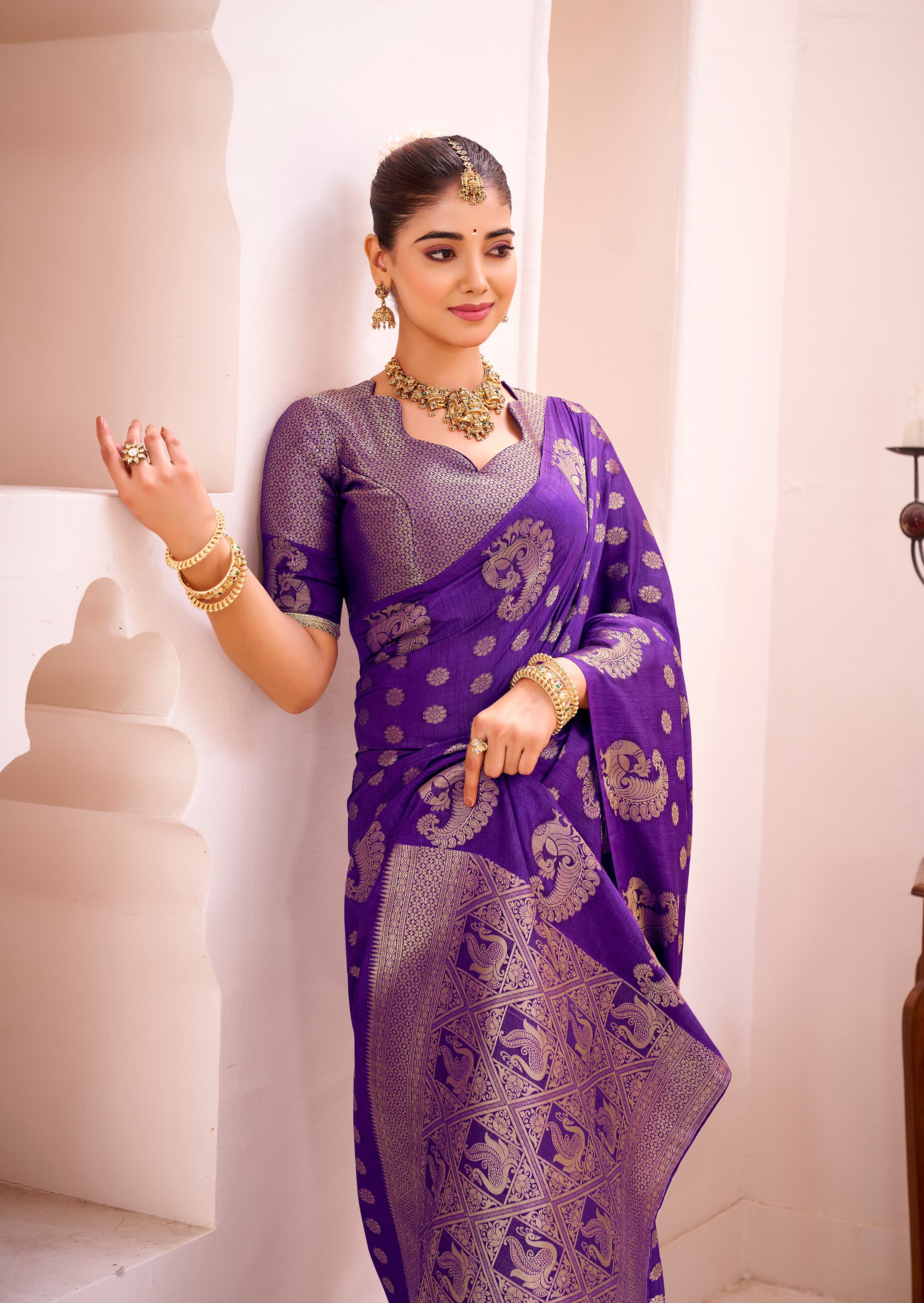 💖 Banzaran Special Saraswati Collection – Premium Roop Silk Saree with Zari Weaving