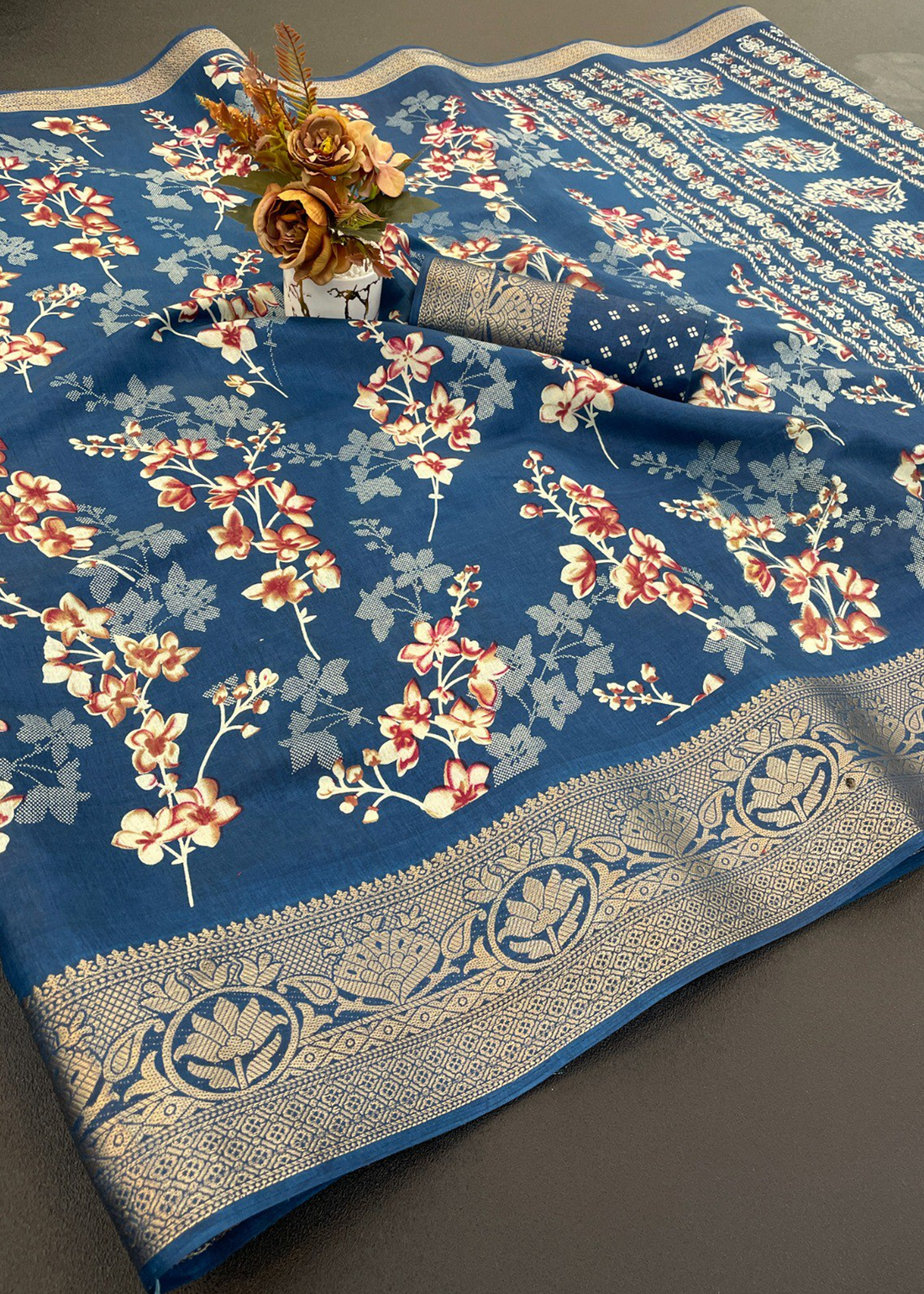 Designer Freehand Dola Silk Saree