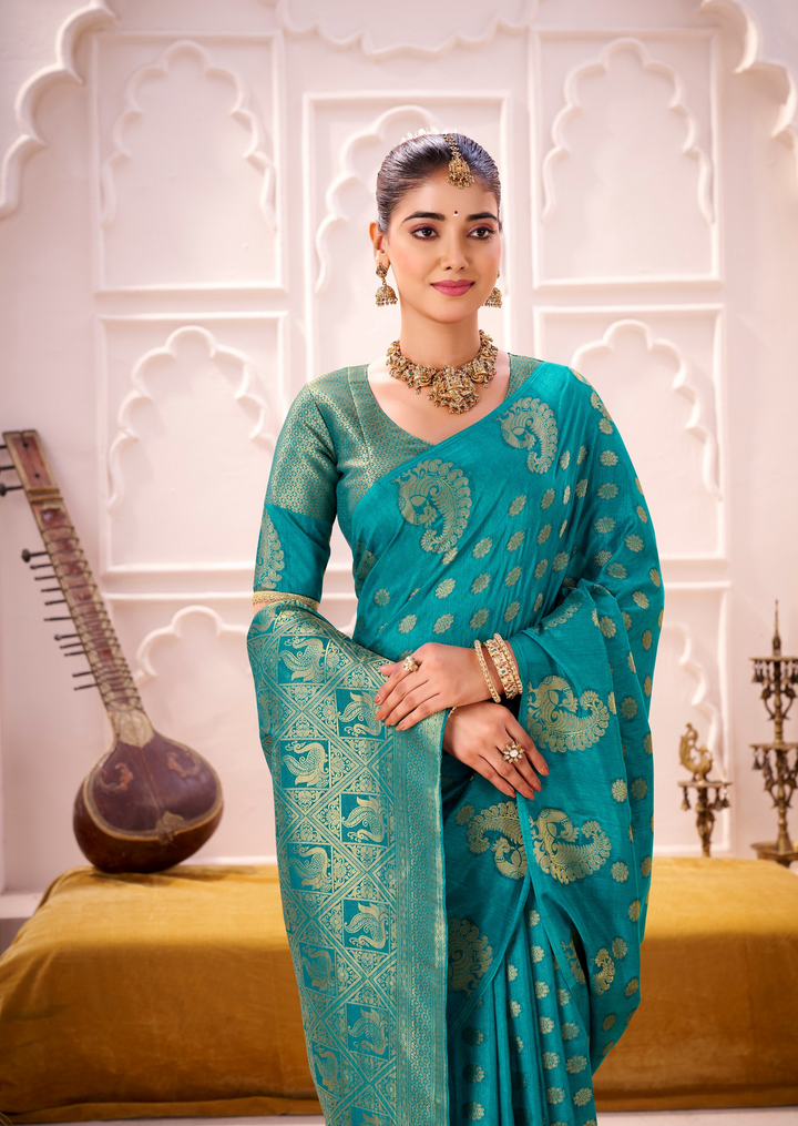 🌟Banzaran Special Saraswati Roop Silk Saree – Exquisite Zari Weaving Elegance